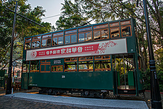 香港海洋公园香港老大街的老公交汽车