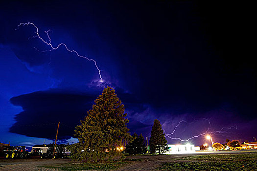 闪电,室外,接近,风暴,伯林顿,科罗拉多,美国