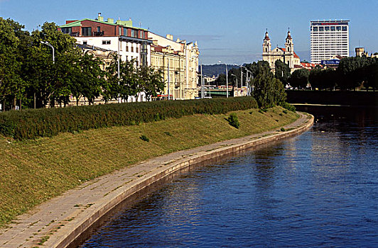 河,街道,老城,维尔纽斯,立陶宛