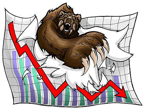 插画,图像,熊,撕开,绘图纸,证券交易所
