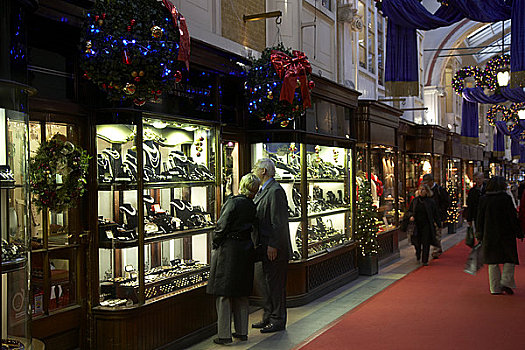英格兰,伦敦,圣诞购物,伯林顿,拱廊
