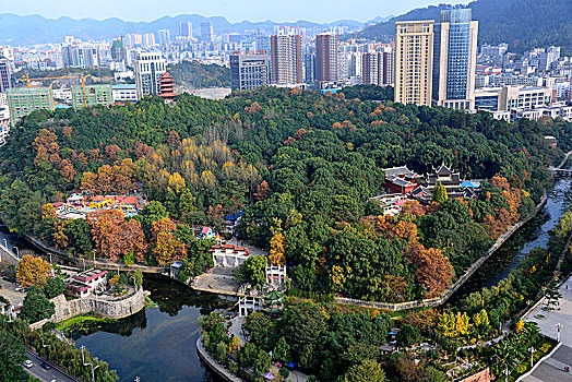 贵州遵义城市风光之三阁公园