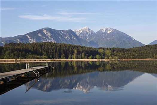 湖,山峦,卡林西亚,奥地利,欧洲