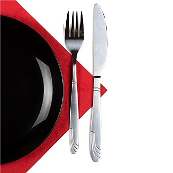 盘子,叉子,餐巾