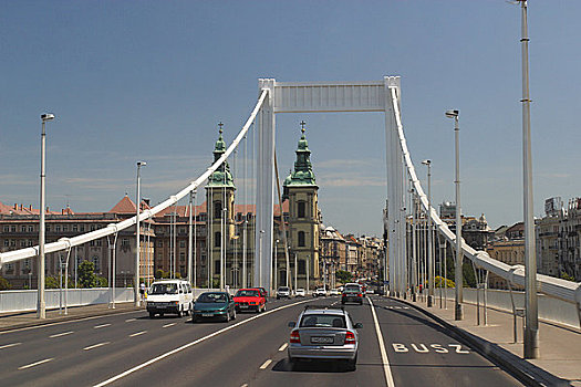 布达佩斯,桥,交通,上方,多瑙河,白天,太阳,阳光,匈牙利,欧洲