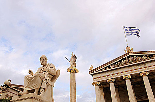 雕塑,正面,学院,艺术,雅典,希腊,欧洲