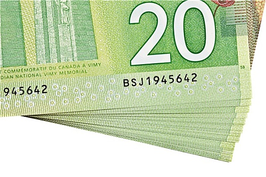 渥太华,加拿大,新,20美元,钞票,特写
