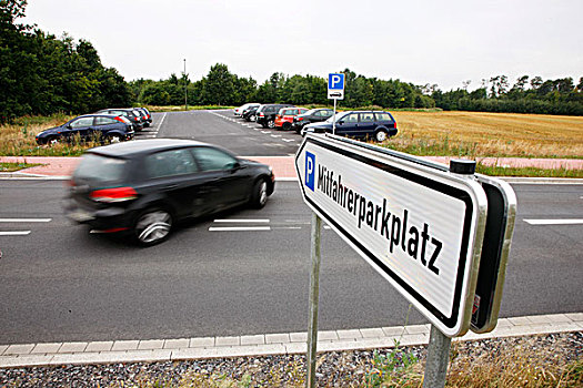 标识,停放,高速公路,靠近,北莱茵威斯特伐利亚,德国,欧洲
