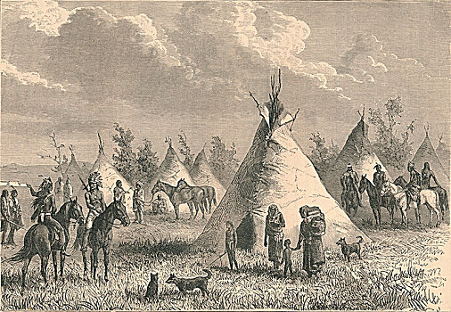 乡村,草原,印第安人,19世纪,世纪,艺术家,未知