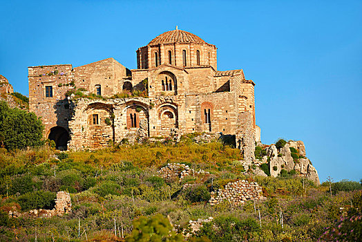 12世纪,拜占庭风格,东正教,圣索菲亚教堂,城镇,遗址,摩涅姆瓦西亚,伯罗奔尼撒半岛,希腊,欧洲
