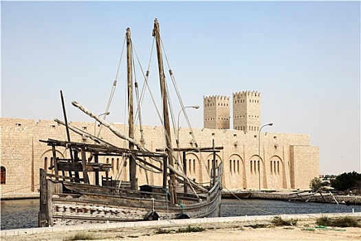 传统,独桅三角帆船,博物馆,卡塔尔,中东