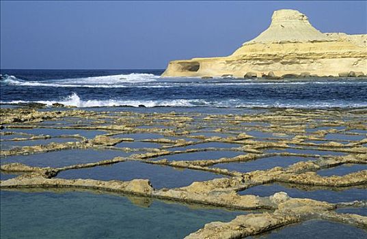 岩石海岸,蒸发,湾,岛屿,马耳他