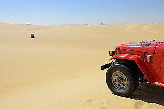 四轮驱动,汽车,沙子,海洋,利比亚沙漠,撒哈拉沙漠,埃及,北非,非洲