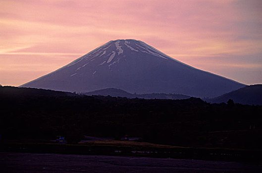 日本,富士山,日落