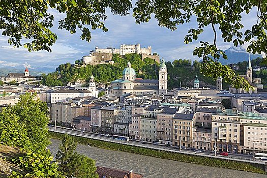 老城,萨尔茨堡,奥地利,俯视图