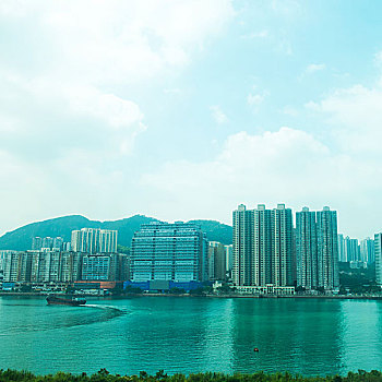 漂亮,场景,香港,天际线