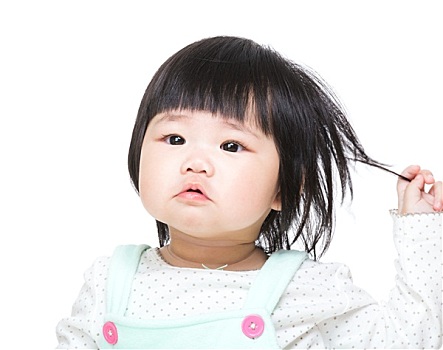 亚洲人,女婴,接触,头发