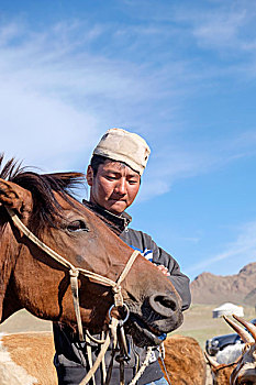亚洲,蒙古,蒙古人,马,骑乘,使用,只有