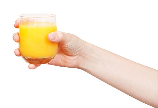 手,玻璃杯,新鲜,橙汁