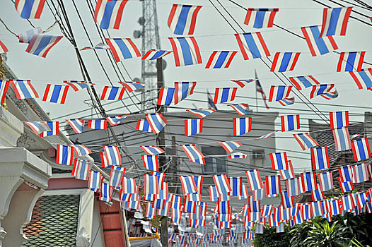 泰国,旗帜,悬挂,小路,郑王庙,曼谷