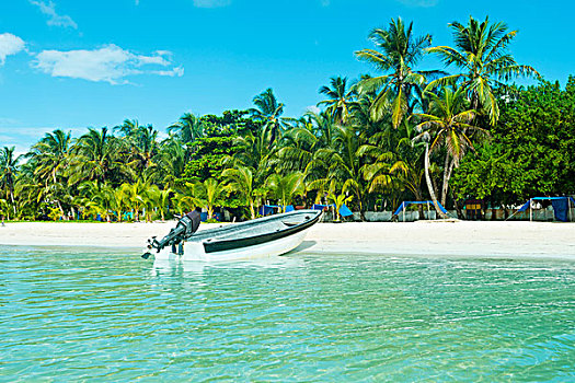 摩托艇,搁浅,加勒比,岸边,圣安德烈斯岛,岛屿,哥伦比亚
