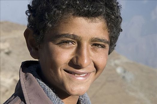 也门,肖像,微笑,男孩