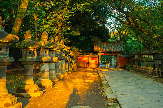 日本东京,上野东照宫的著名地标,牡丹苑的入口大门