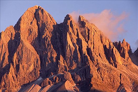 落日余晖,白云岩,南蒂罗尔,意大利,欧洲