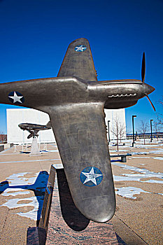 美国,科罗拉多,美国空军,学院,雕塑,第二次世界大战,虎鲨,战机