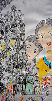 儿童画,想象画,故事画－中国元素,中国画