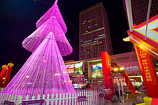 秦皇岛,城市,建筑,繁华,夜景,灯光,道路,亮化,商业