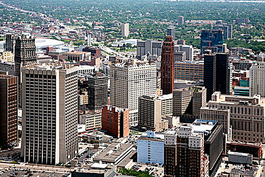 市区,俯视,底特律