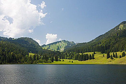 湖,山峦,阿尔卑斯山,巴伐利亚,德国,欧洲