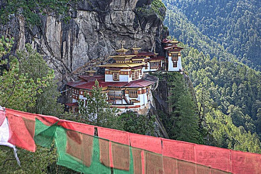 亚洲,不丹,宗派寺院,寺院,建造,石头,陡峭,悬崖,高处