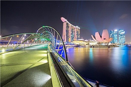 新加坡,天际线,黃昏