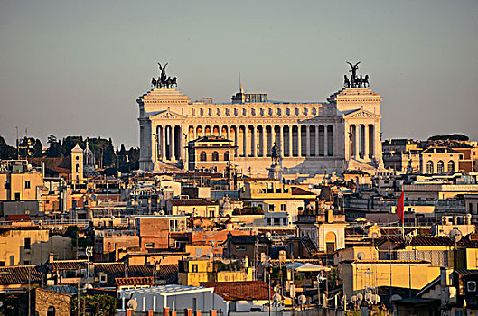 罗马,屋顶,风景,意大利,日落