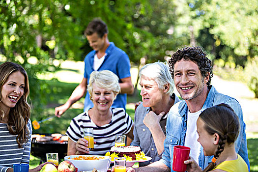 家庭,朋友,野餐,烧烤,公园