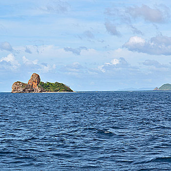 模糊,菲律宾,风景,船,太平洋,海洋,山,背景