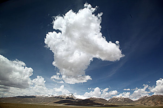 西藏,高原,蓝天,白云,湖水,0065