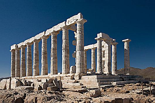 遗址,希腊,海神殿,苏尼安岬,柱子,南,雅典,阿提卡,半岛