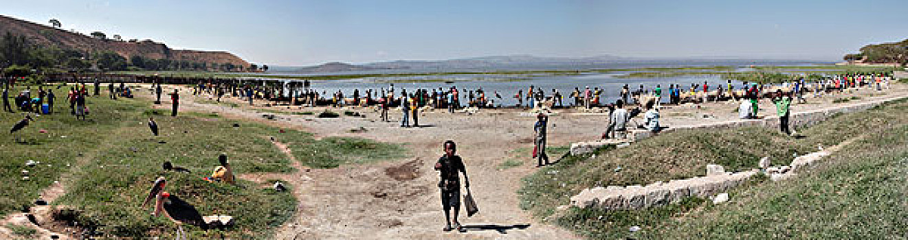 埃塞俄比亚,全景,鱼市,湖