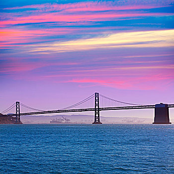 旧金山湾,桥,码头,日落,加利福尼亚