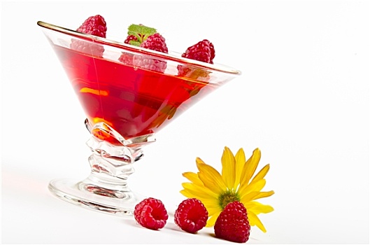 果冻,玻璃碗,新鲜,树莓