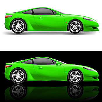 绿色,跑车