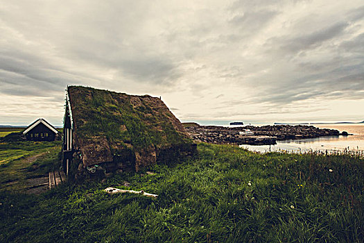 老,草皮,房子,冰岛
