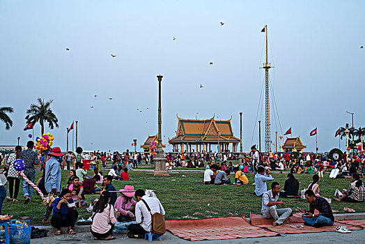 柬埔寨金边皇宫外广场