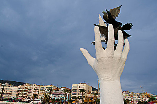 手,平和,纪念建筑,库萨达斯,胜地,城镇,爱琴海,海岸,省