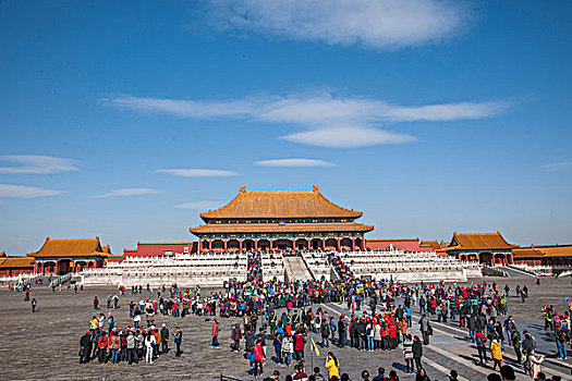 北京故宫博物院游览的人群