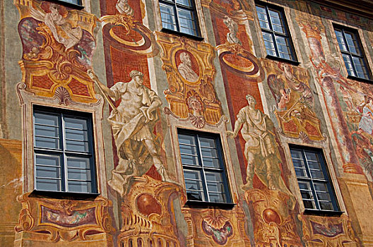 德国,班贝格,历史,14世纪,老市政厅,户外,壁画,特写
