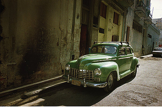 停放,老爷车,哈瓦那,古巴